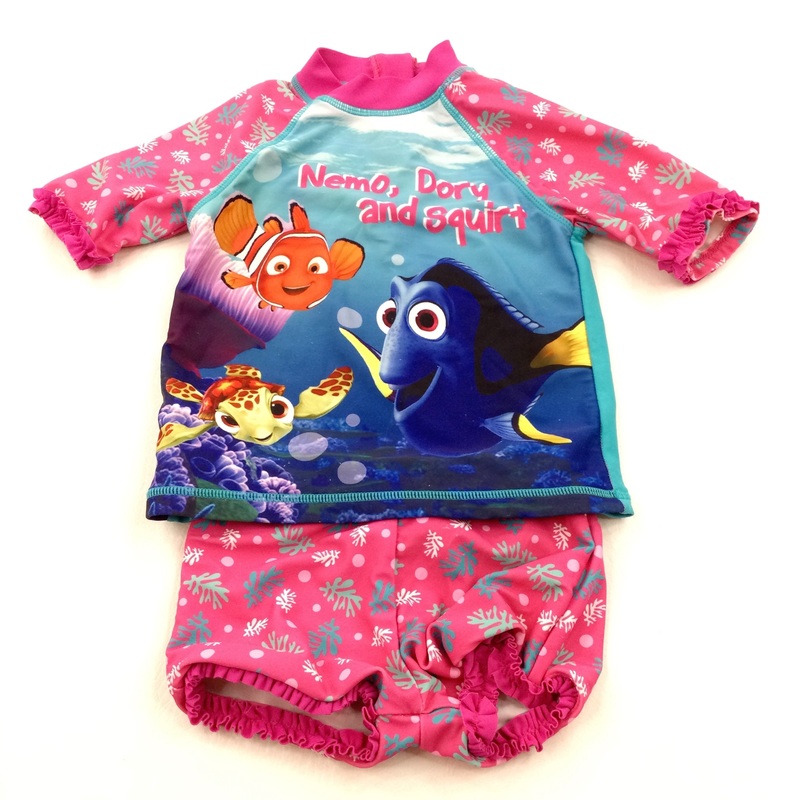 'Nemo, Dory & Squirt' Pink & Blue Two Piece Swimming/Beach Costume - Girls 12-18 Months