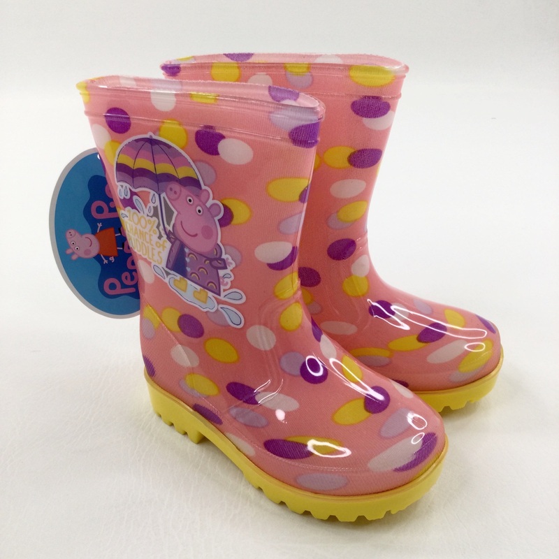 **NEW** '100% Chance Of Puddles' Peppa Pig Pink Wellies - Girls - Shoe Size 7