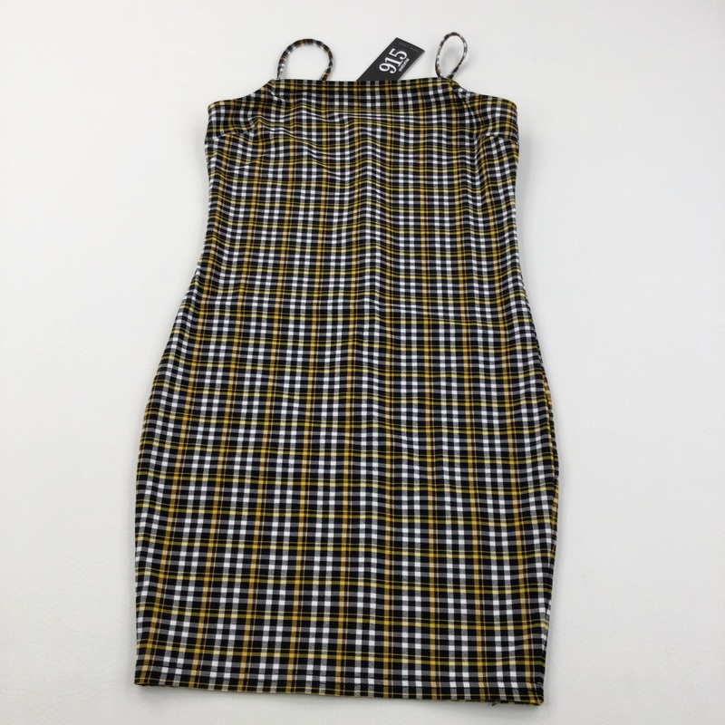 **NEW** Black, Yellow & White Checked Dress - Girls 12-13 Years