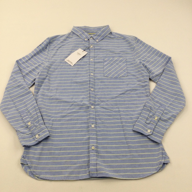 **NEW** Blue & Yellow Striped Cotton Shirt - Boys 13-14 Years