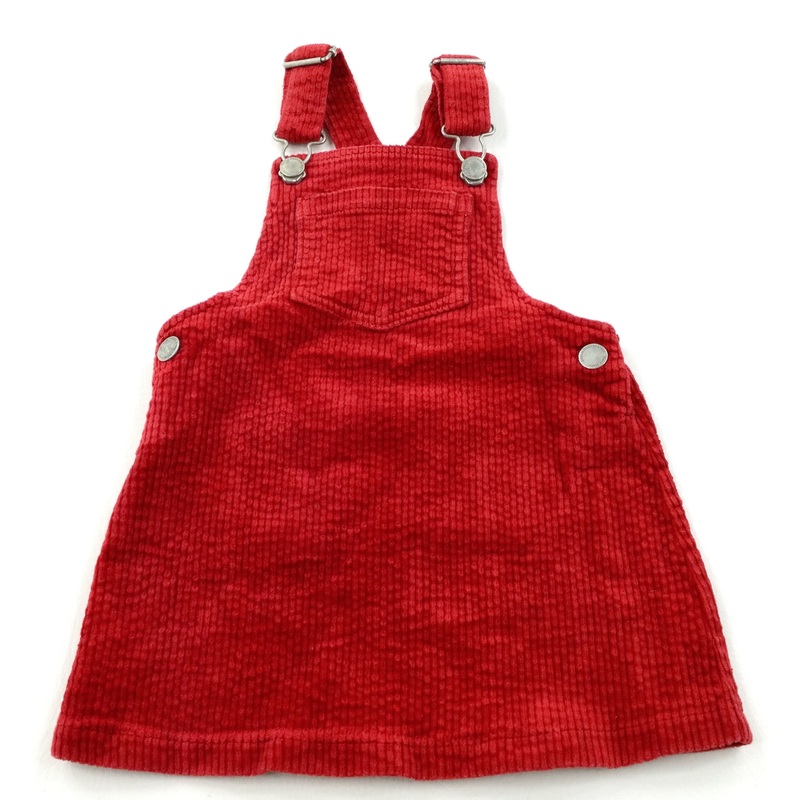 Red Cord Dungaree Dress - Girls 18-24 Months