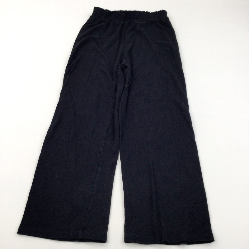 Textured Black Lightweight Cotton Trousers - Girls 12-13 Years