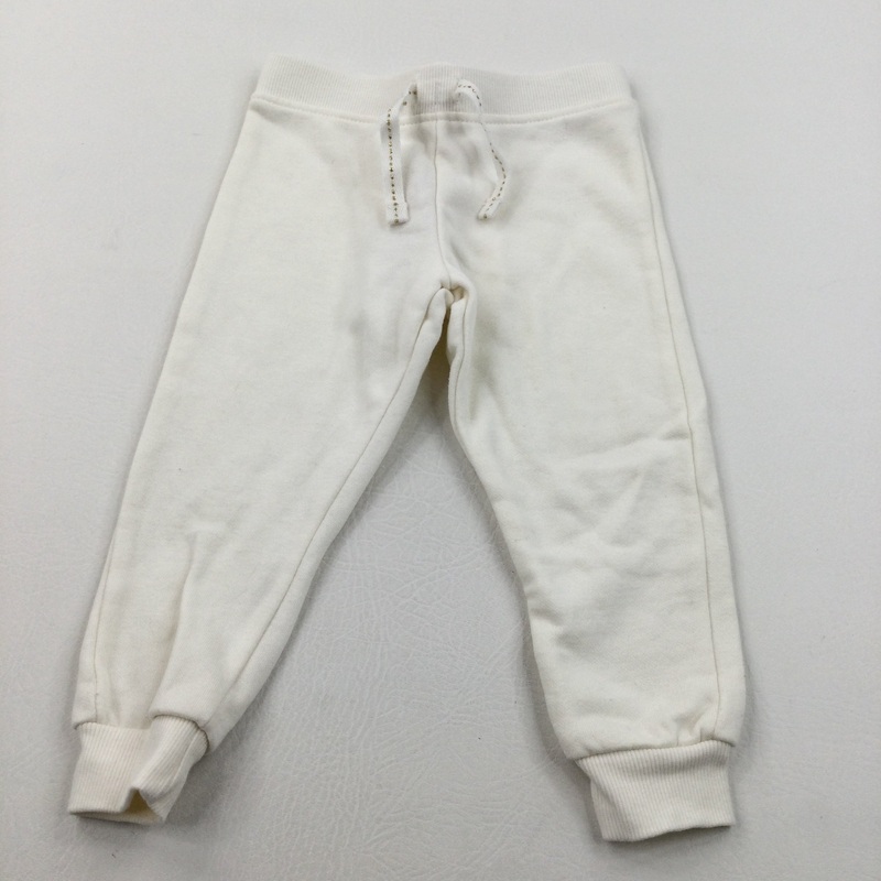 White Tracksuit Bottoms - Girls 12-18 Months