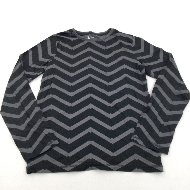 Zig Zags Black & Grey Long Sleeve Top - Boys 12 Years
