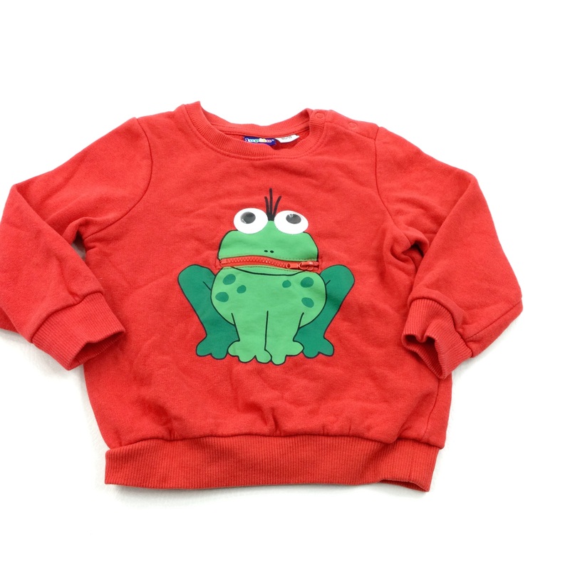 Zip Mouth Frog Red Sweatshirt - Boys/Girls 12-24 Months