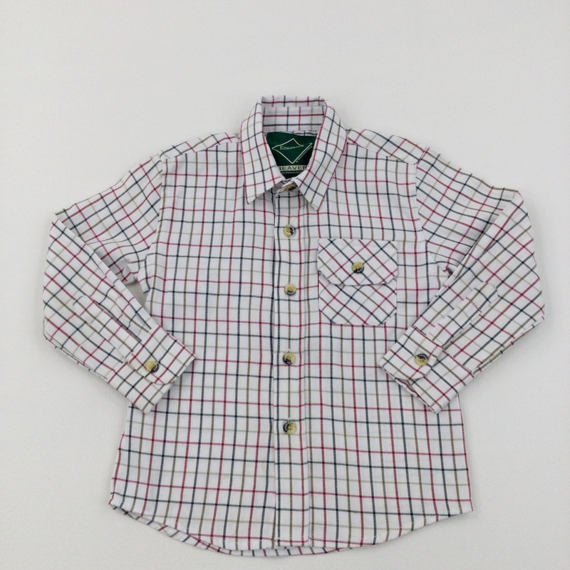 Checked White Long Sleeved Shirt - Boys 3-4 Years