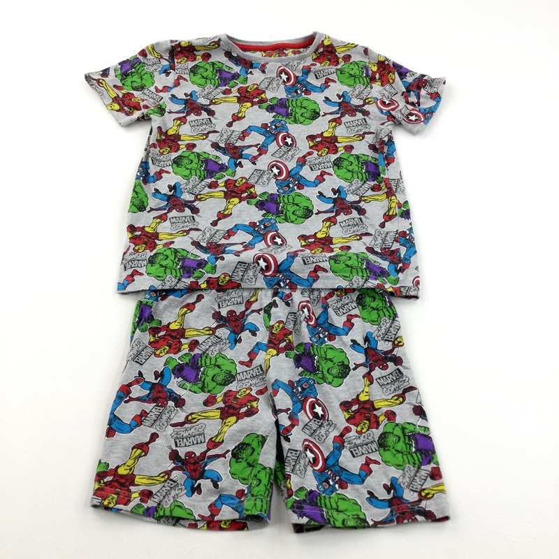 'Marvel Comics' Super Heroes Grey Short Pyjamas - Boys 7-8 Years