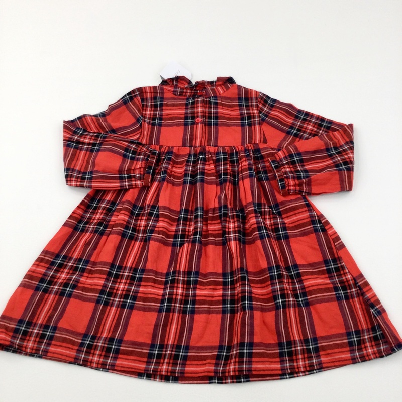 **NEW** Tartan Cotton Long Sleeved Dress - Girls 4 Years