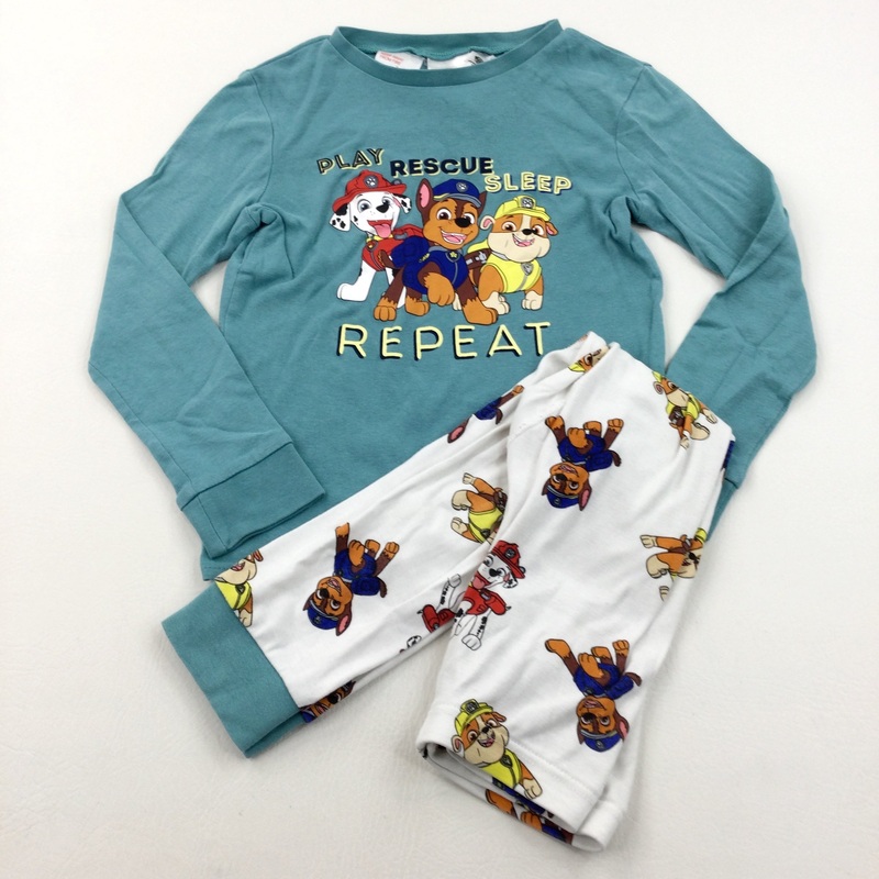 'Play Rescue Sleep Repeat' Paw Patrol Blue & White Pyjamas - Boys 6-8 Years