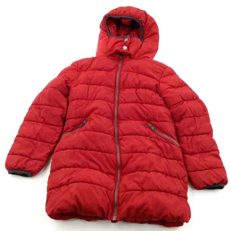Red Longline Fleece Lined Winter Coat - Girls 8 Years