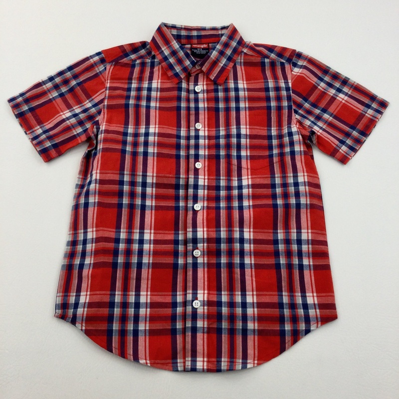 Red, White & Blue Checked Short Sleeved Shirt - Boys 8 Years