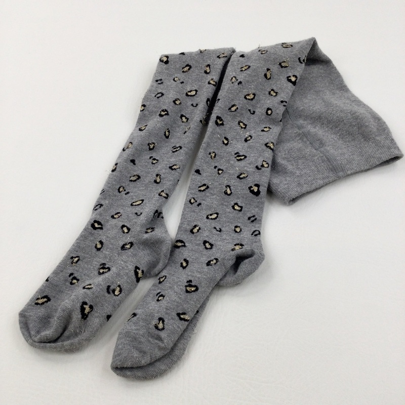 Sparkly Animal Print Grey Tights - Girls 7-8 Years