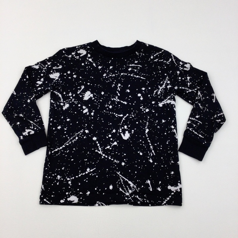 Splatter Effect Black & White Long Sleeved Top - Boys 7 Years