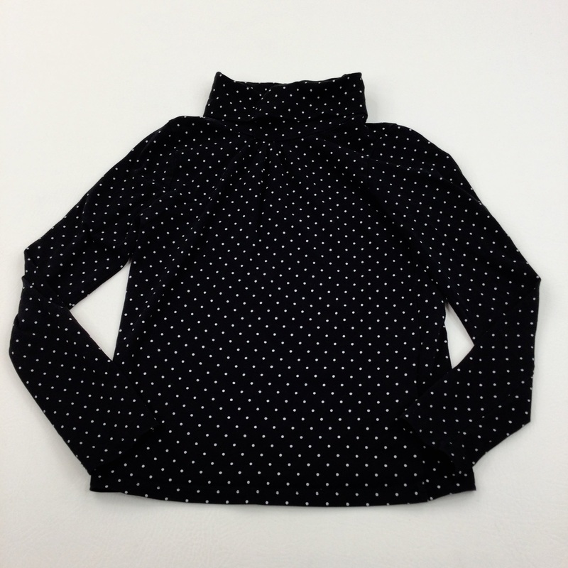 Spotty Black & White Roll Neck Long Sleeved Top - Girls 6-8 Years