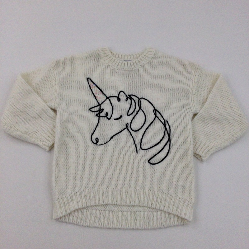 Unicorn Cream Knitted Jumper - Girls 7 Years