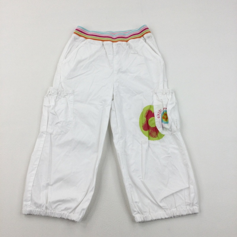 White Cropped Combat Trousers - Girls 7 Years