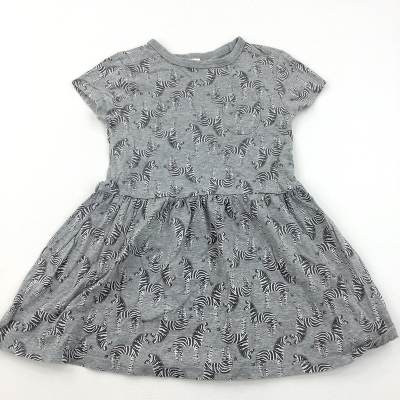 Zebras Grey Jersey Dress - Girls 3-4 Years