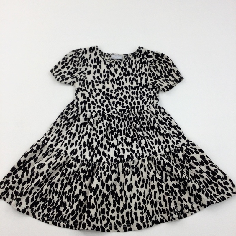 Animal Print Black & Cream Dress - Girls 5 Years