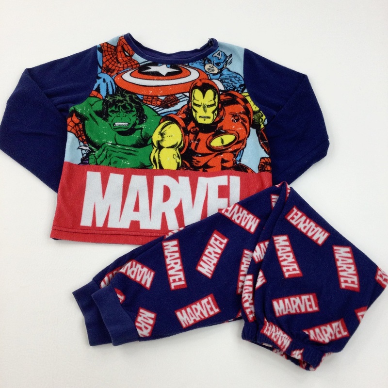 'Marvel' Superheroes Navy Fleece Pyjamas - Boys 6 Years