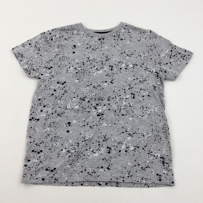 Splatter Effect Grey T-Shirt - Boys 8-9 Years