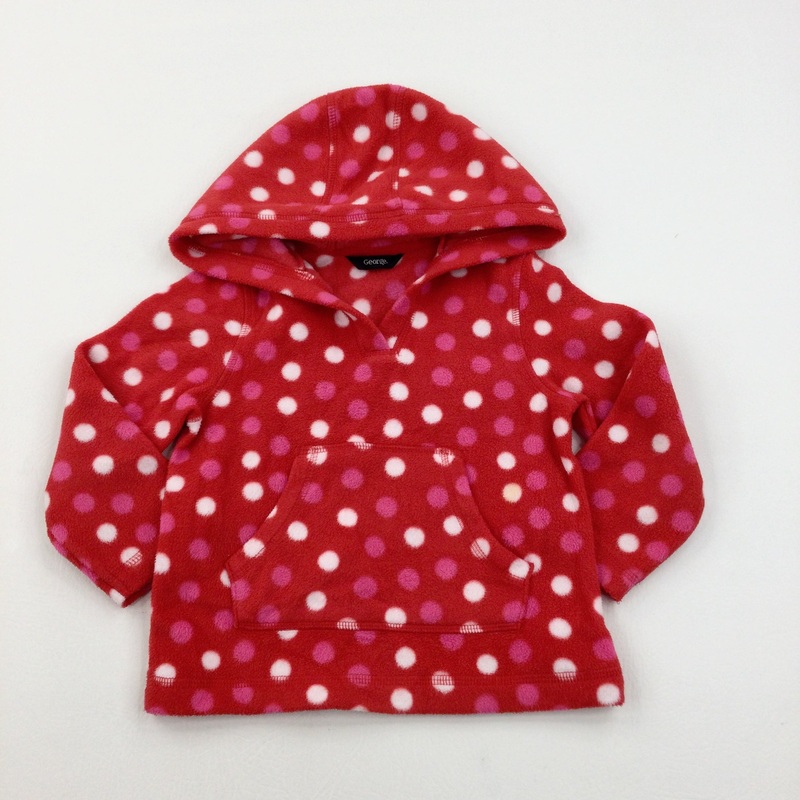 Spotty Red, White & Pink Fleece Hoodie - Girls 2-3 Years