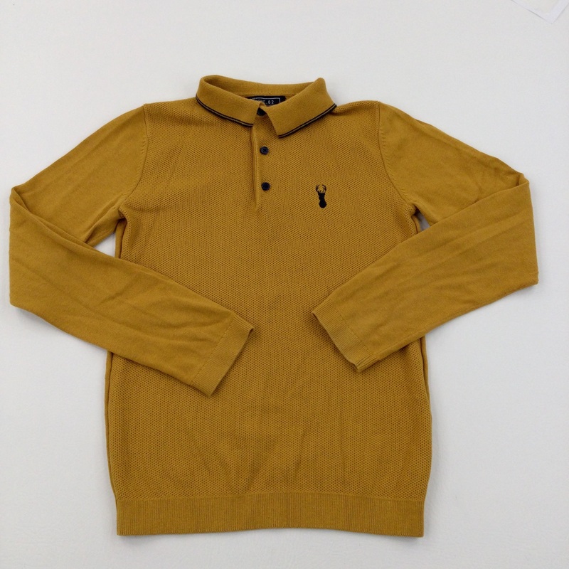 Stag Motif Mustard Collared Knitted Jumper - Boys 10 Years