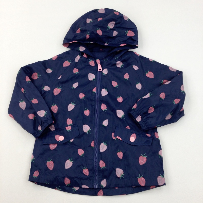 Strawberries Navy Lightweight Showerproof Jacket - Girls 2-3 Years