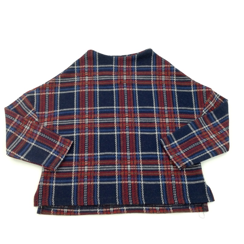 Tartan Pattern Navy & Burgundy Long Sleeved Top - Girls 6 Years