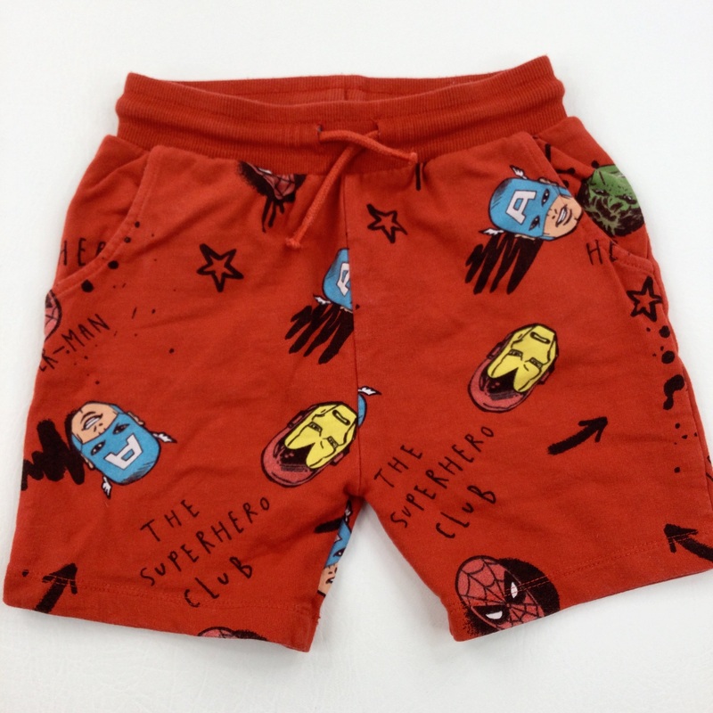 'The Superhero Club' Marvel Characters Red Jersey Shorts - Boys 4-5 Years