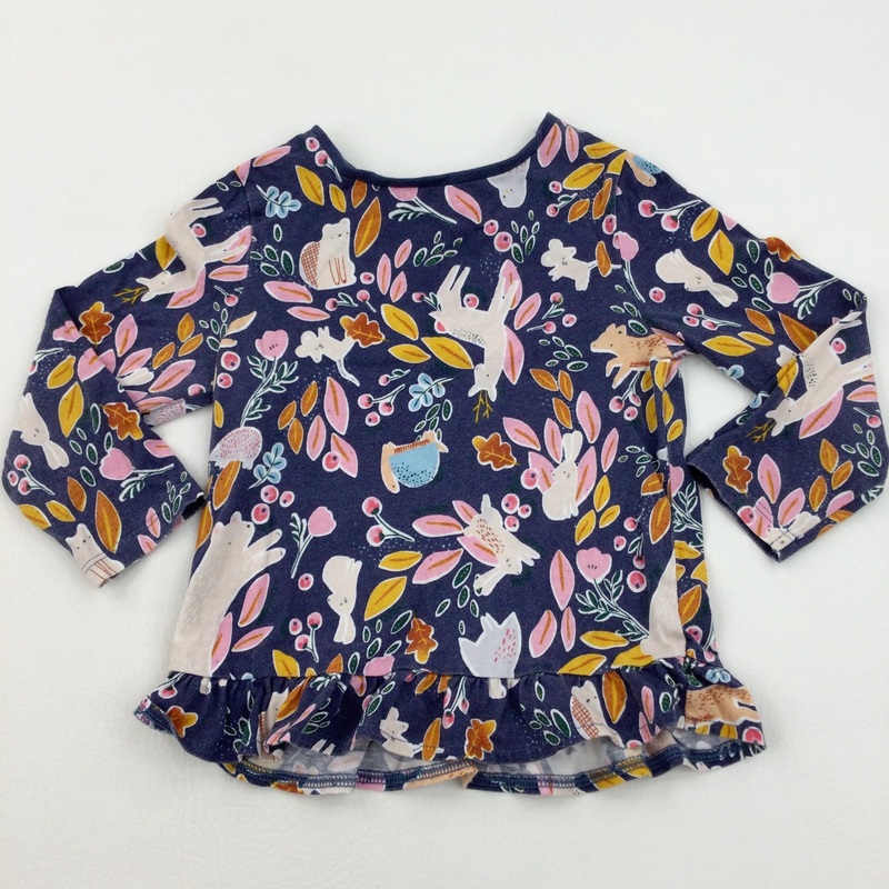 Woodland Creatures Navy Long Sleeved Top - Girls 2-3 Years
