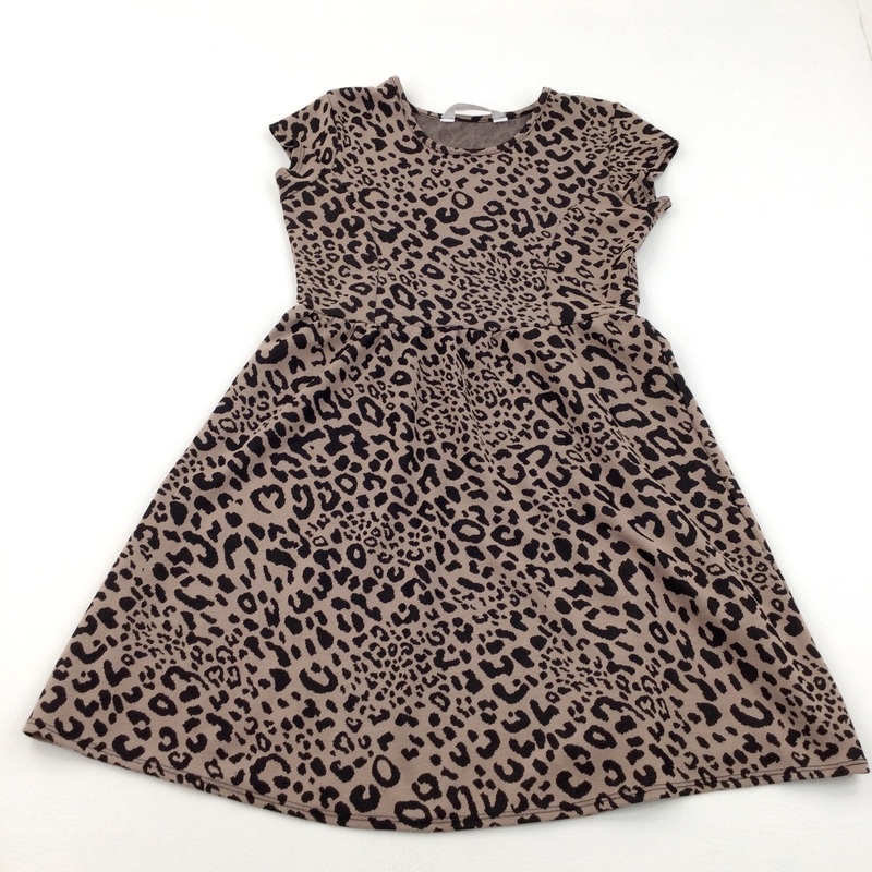 Animal Print Black & Light Brown Dress - Girls 12 Years