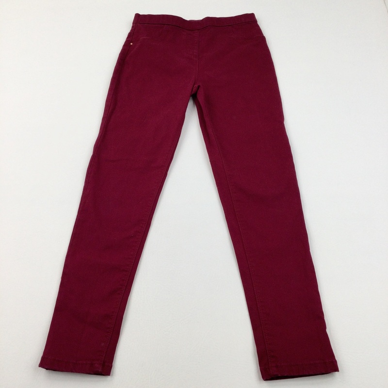 Burgundy Cotton Twill Jeggings - Girls 11-12 Years