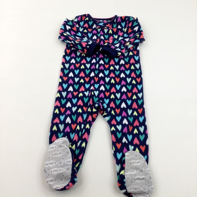 Colourful Hearts Navy Lightweight Fleece Pramsuit - Girls 12-18 Months