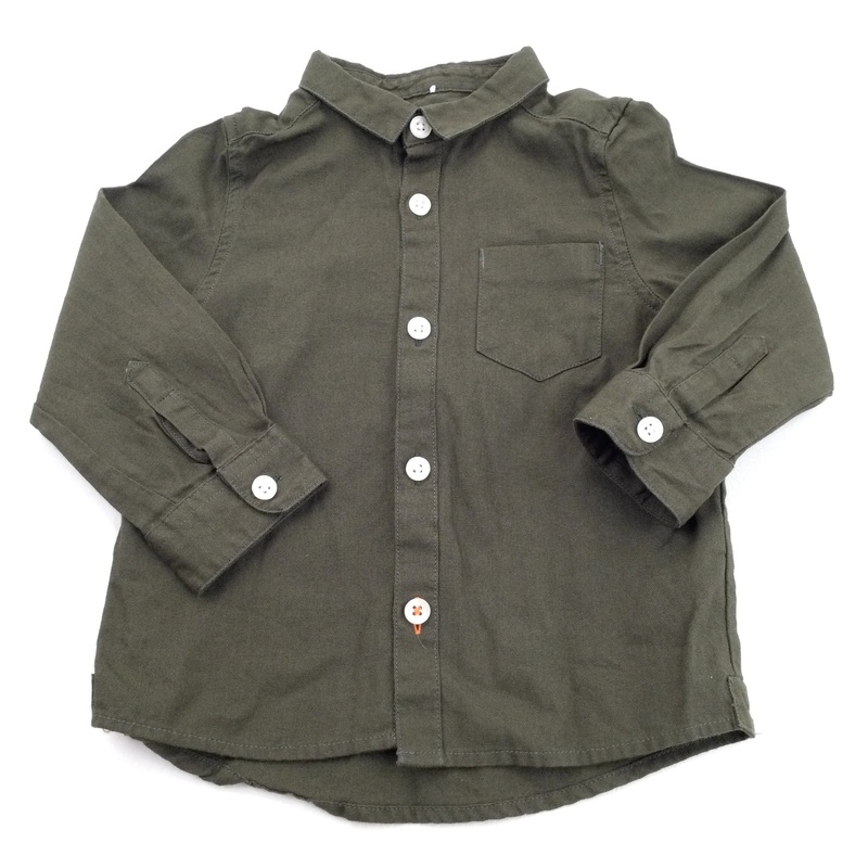 Dark Green Cotton Long Sleeved Shirt - Boys 12-18 Months