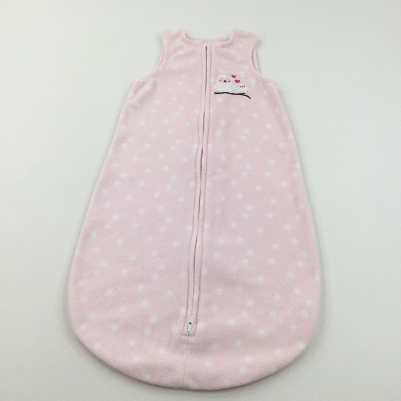 'Love Me' Owls Pink Spotty Fleece Sleeping Bag - Girls 12-18 Months