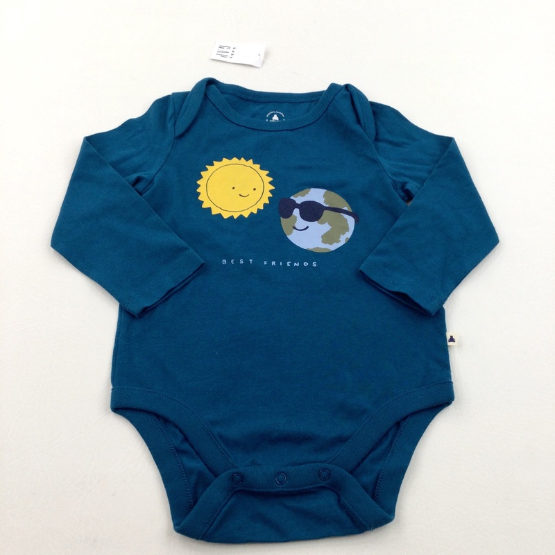 **NEW** 'Best Friends' Sun & Earth Blue Long Sleeved Bodysuit - Boys 12-18 Months