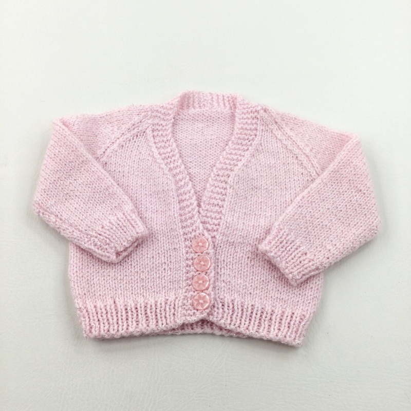 Sparkly Pink Handknitted Cardigan - Girls 9-12 Months