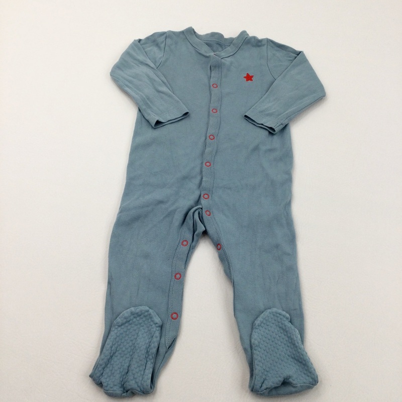 Star Embroidered Blue Babygrow - Boys 12-18 Months