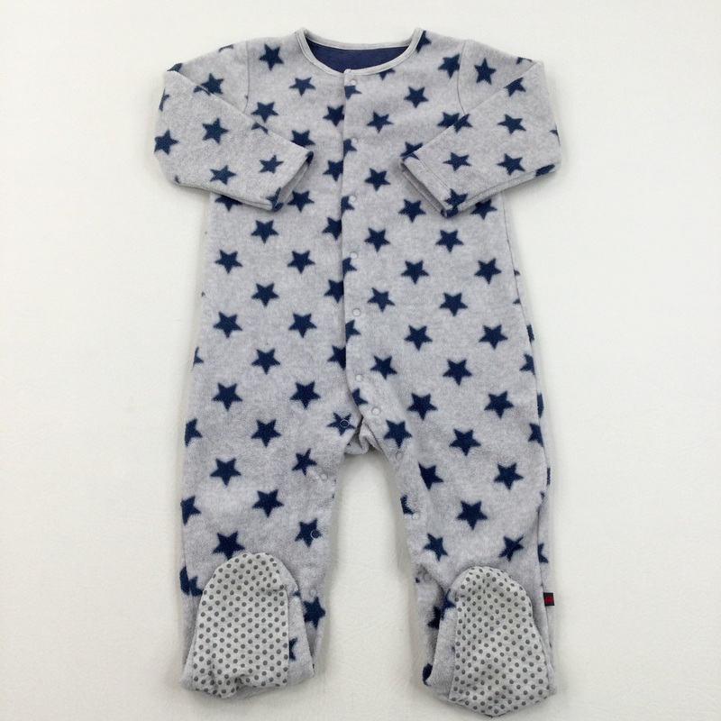 Stars Navy & Grey Fleece Lightweight Pramsuit - Boys 9-12 Months