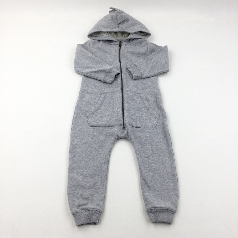 Grey Thick Jersey Onesie - Boys 3-4 Years
