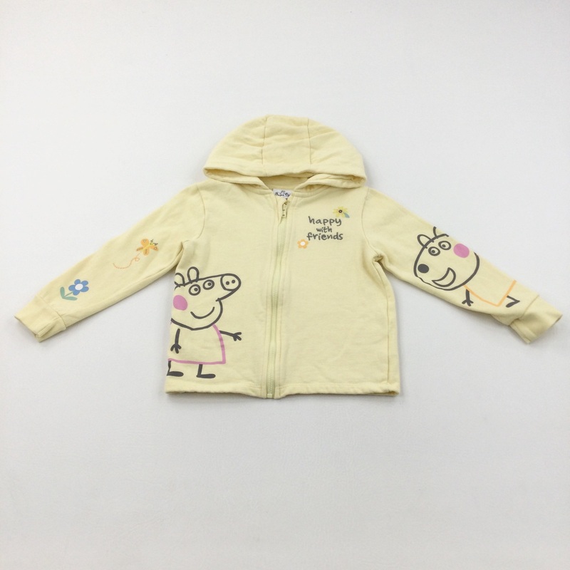 'Happy With Friends' Peppa Pig Yellow Zip Up Hoodie - Girls 3-4 Years