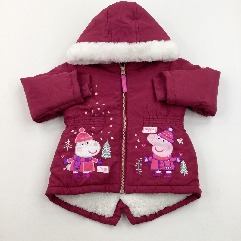Peppa Pig & Suzy Sheep Burgundy Fleece Lined Winter Coat - Girls 2-3 Years