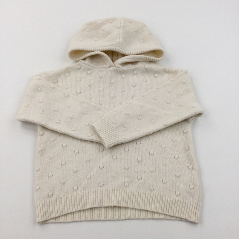 Spotty Cream Knitted Hoodie - Girls 3-4 Years