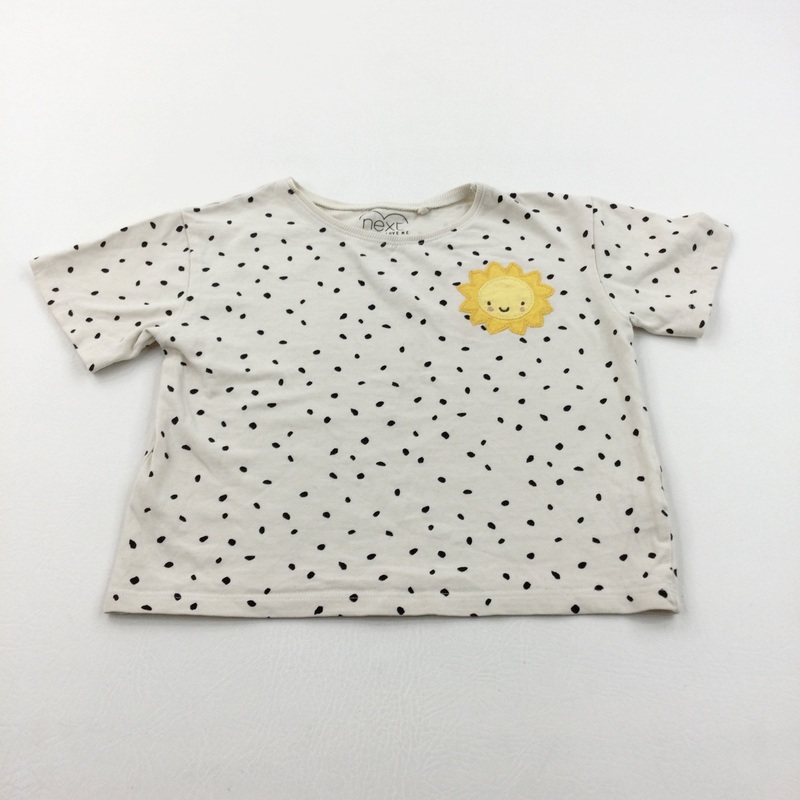 Sun Appliqued Spotty Cream Cropped T-Shirt - Girls 4-5 Years