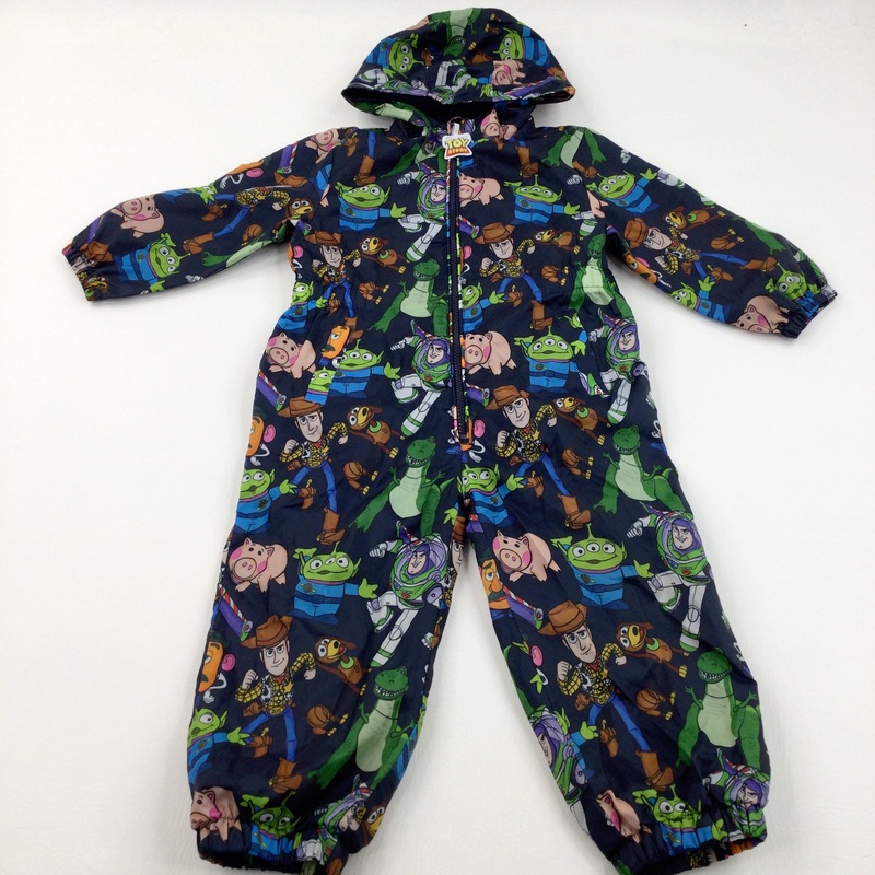 Toy Story Characters Navy Fleece Lined Puddlesuit - Boys 2-3 Years