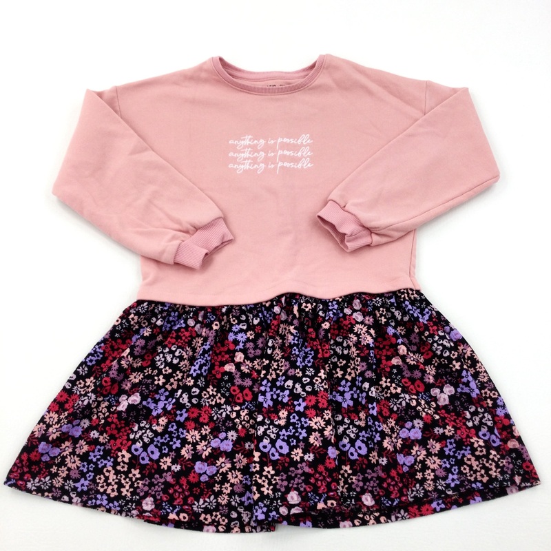 'Anything Is Possible' Pink & Flowers Sweatshirt Dress - Girls 7-8 Years