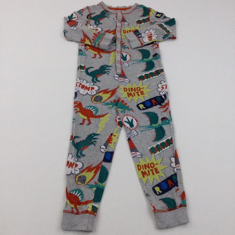 Colourful Dinosaurs Grey Jersey Onesie - Boys 5-6 Years