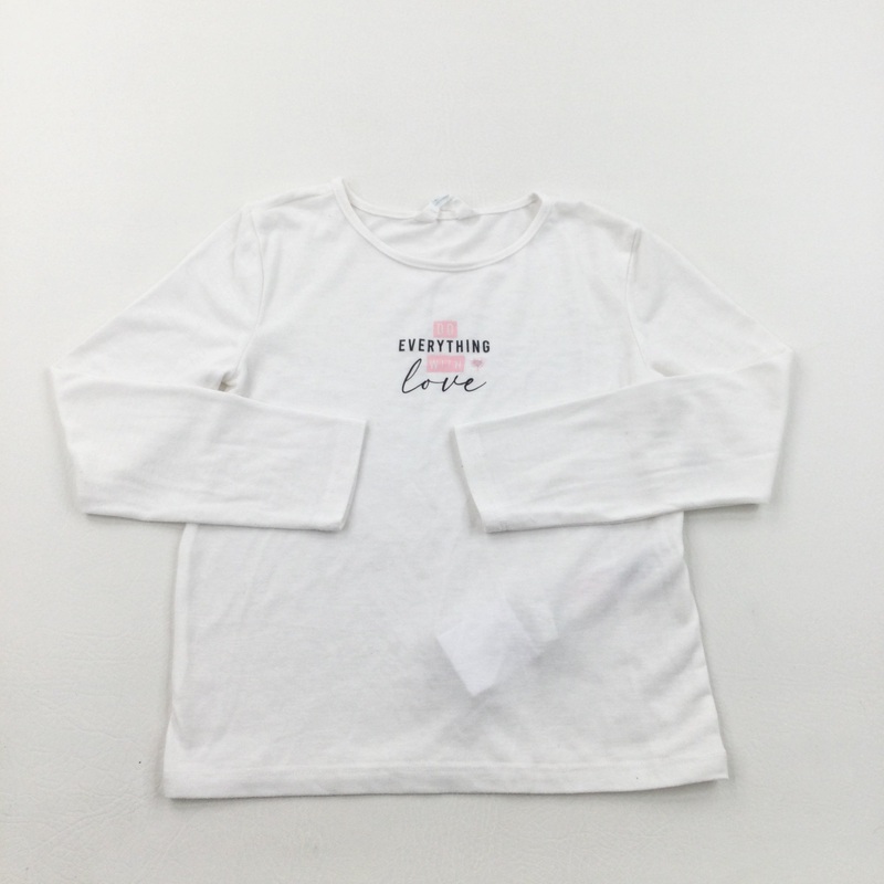 'Do Everything With Love' White Long Sleeved Top - Girls 7-8 Years