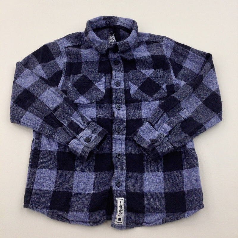 Navy & Blue Checked Long Sleeved Shirt - Boys 5-6 Years