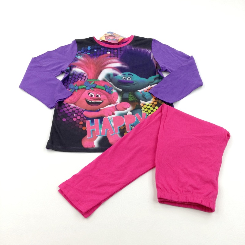 **NEW** 'Happy' Trolls Pink & Purple Pyjamas - Girls 7-8 Years
